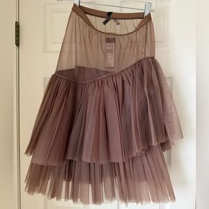 BCBGMAXAZRIA Truffle Tiered Tulle Mesh Skirt XS NWT Romantic Ballet